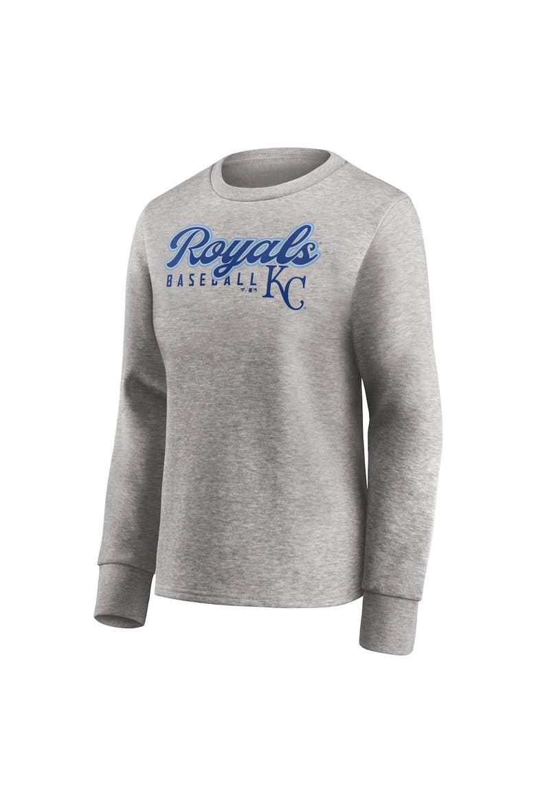 Women's Fanatics Branded Heathered Gray Kansas City Royals Crew Pullover Sweater, Alternate, color, Heather Gray
