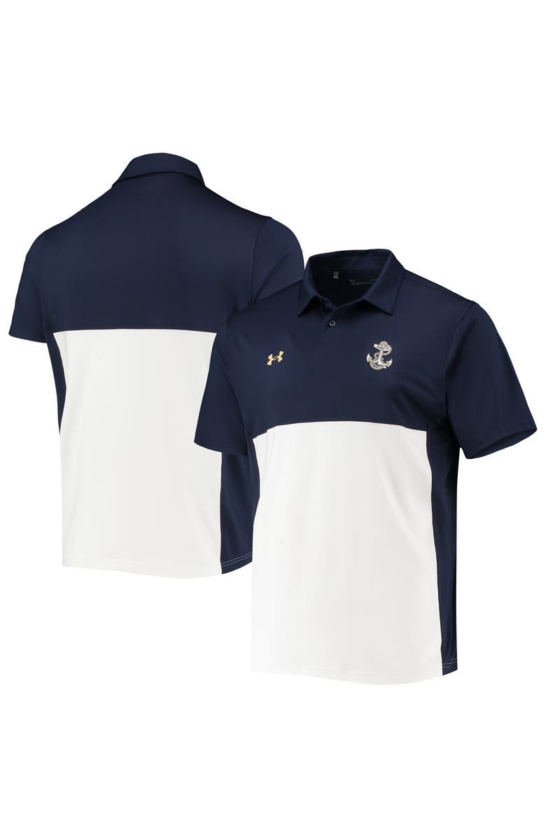 Under Armour Men's Under Armour Navy/White Navy Midshipmen 2022 Blocked Coaches Performance Polo, Main, color, Navy