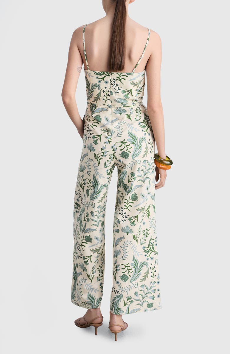 MANGO Print Tie Waist Wide Leg Jumpsuit, Alternate, color, 