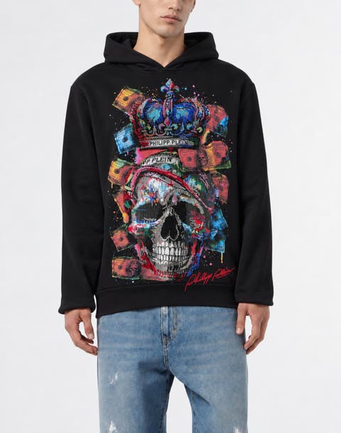 Hoodie Multicolor Skull Dollar Men