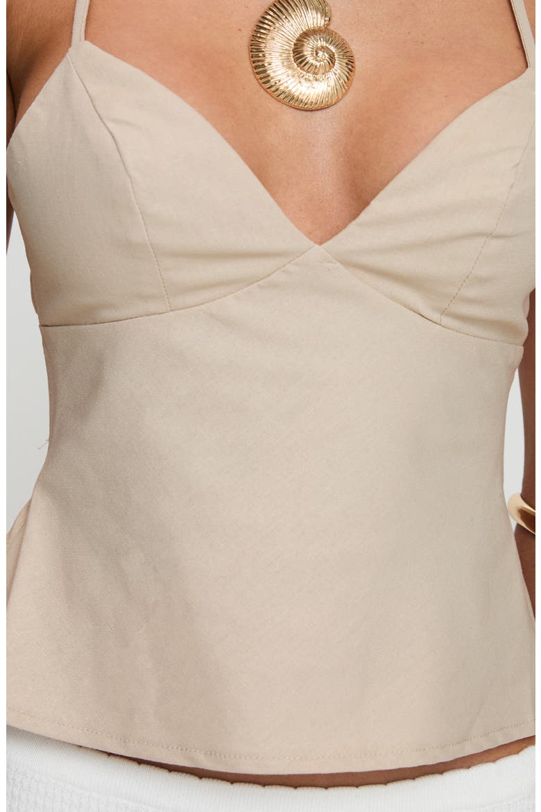 Candid Tie Back Cotton & Linen Camisole, Alternate, color, BEIGE