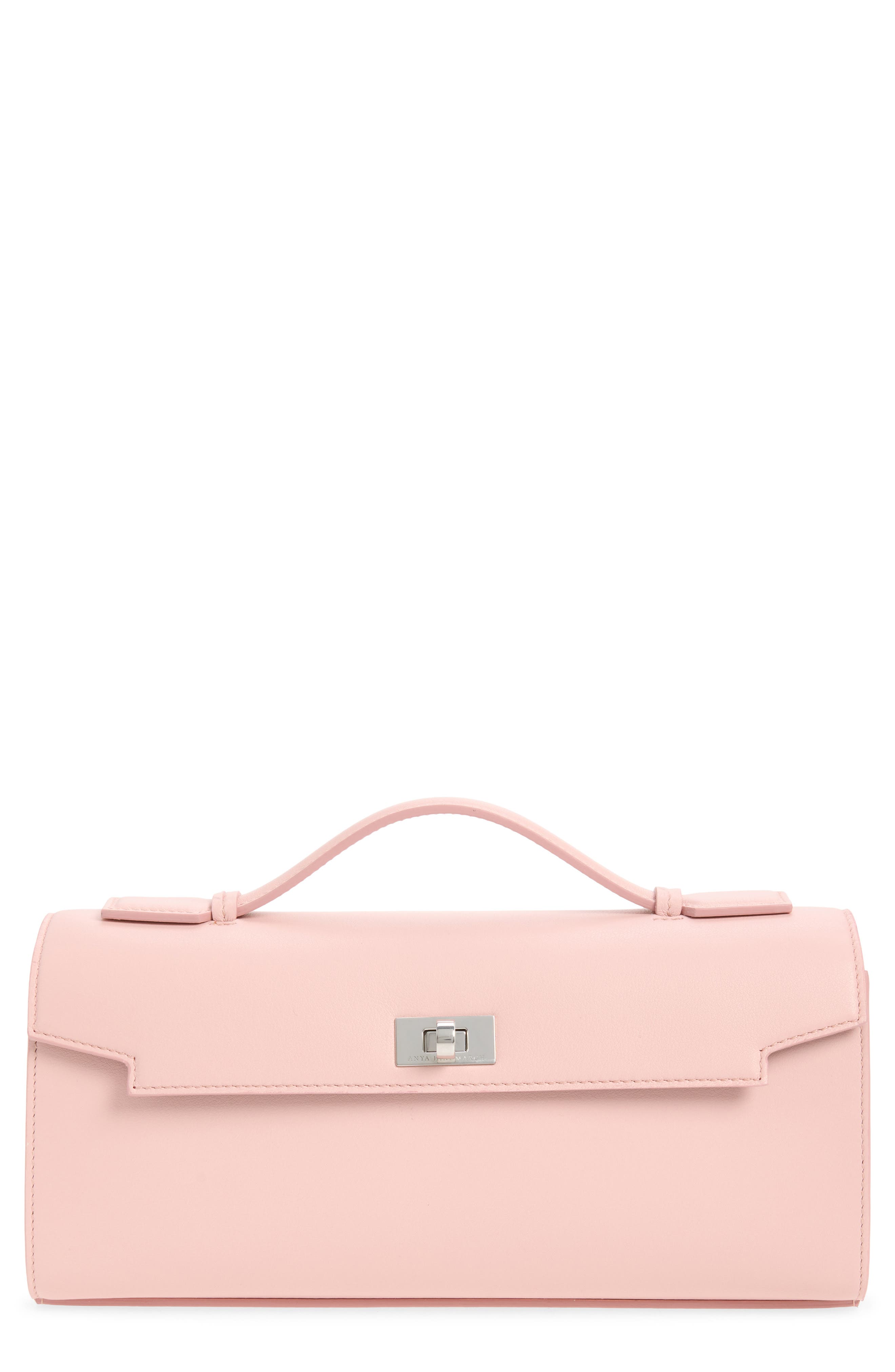 Mortimer Leather Clutch, Main, color, SHELL PINK