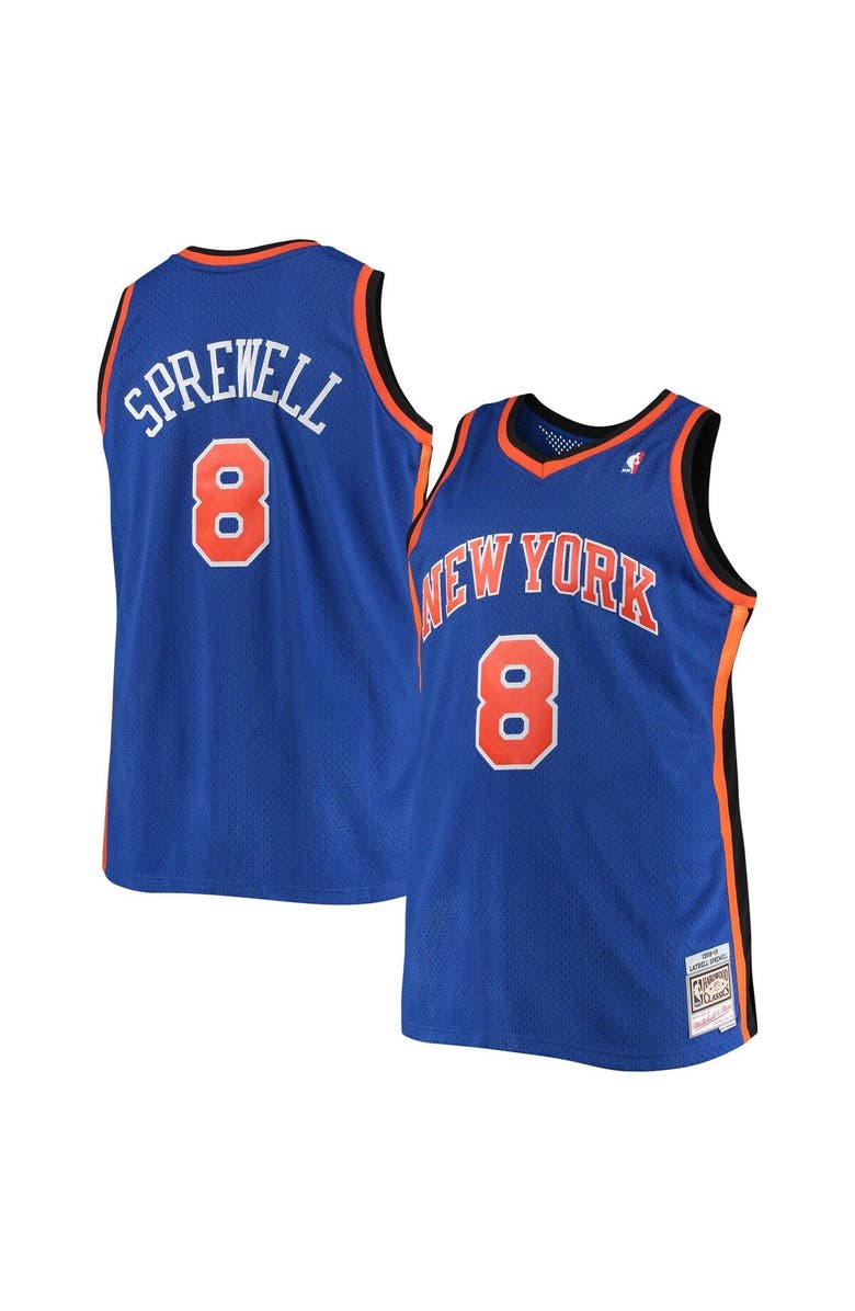 Mitchell & Ness Men's Mitchell & Ness Latrell Sprewell Blue New York Knicks Big & Tall Hardwood Classics Jersey, Main, color, 