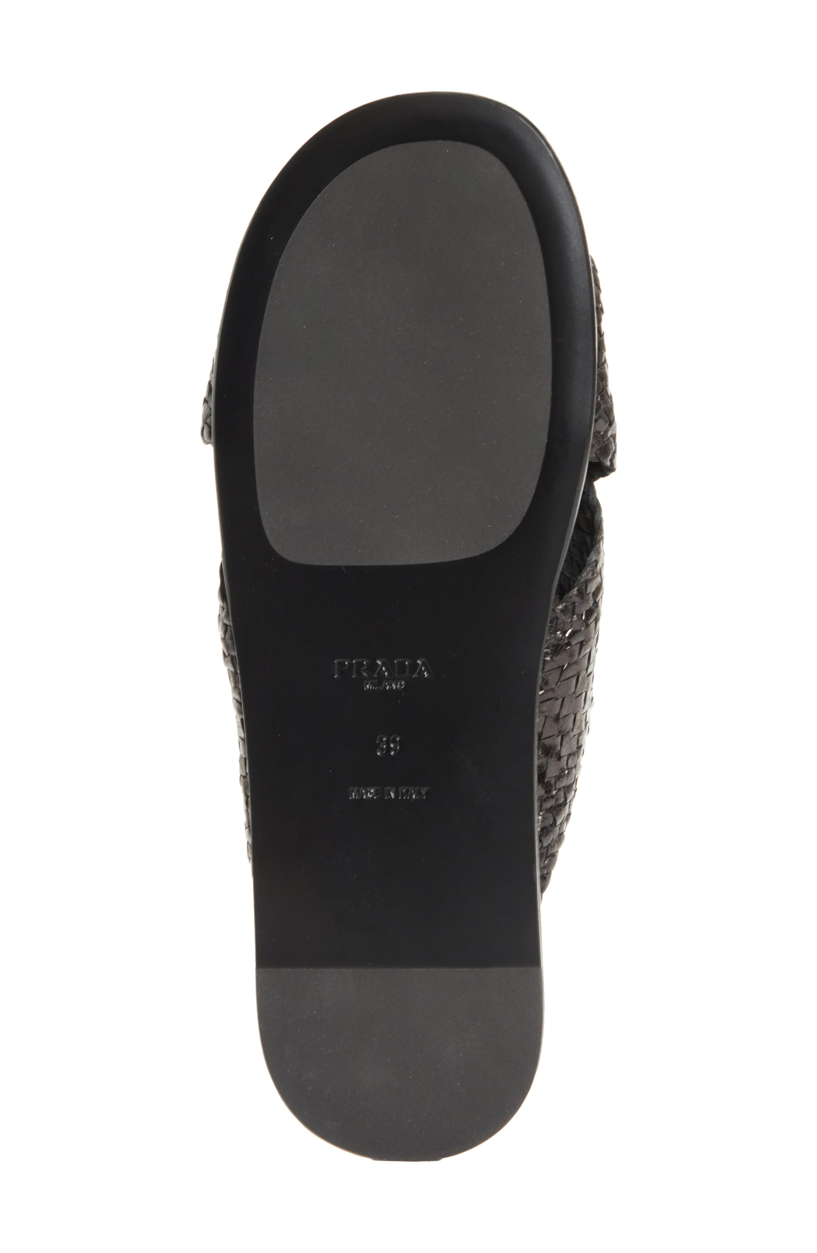 Prada Woven Slide Sandal, Alternate, color, Nero