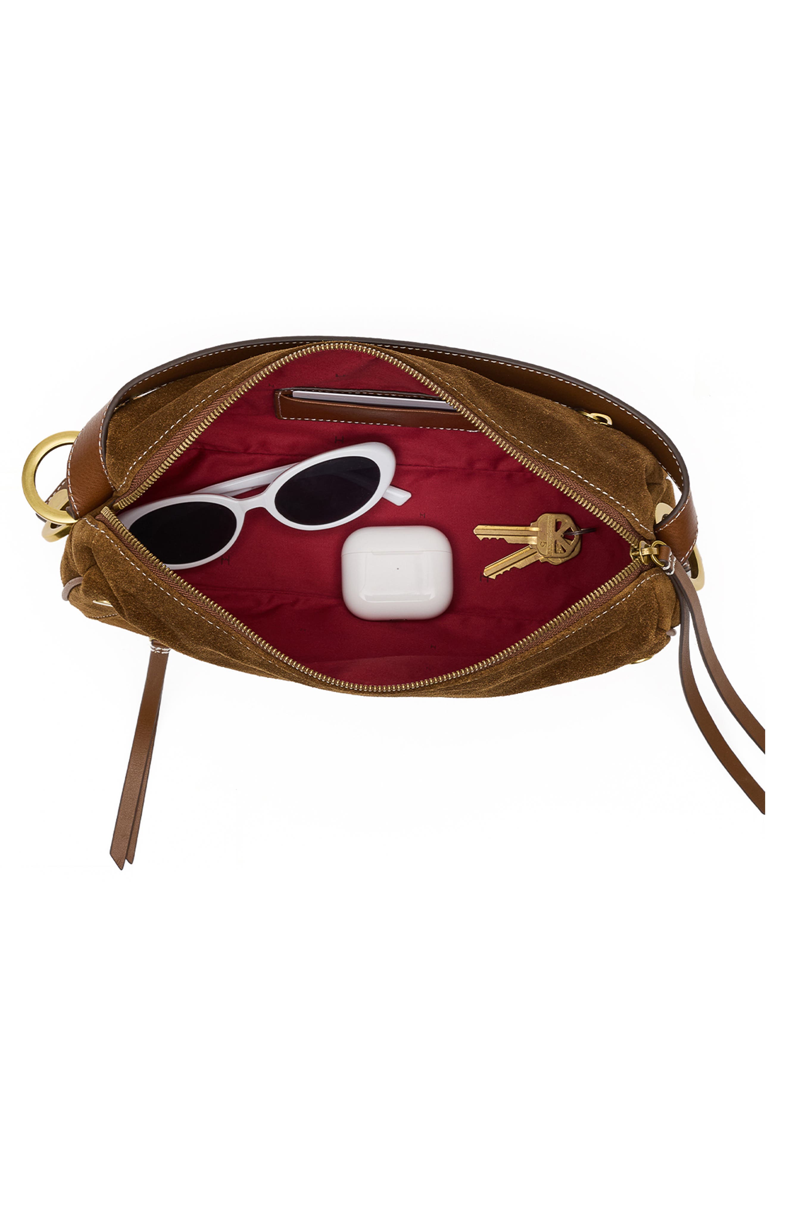 Doxie Medium Leather Crossbody Bag, Alternate, color, CINNAMON SUEDE/ ANTIQUE GOLD