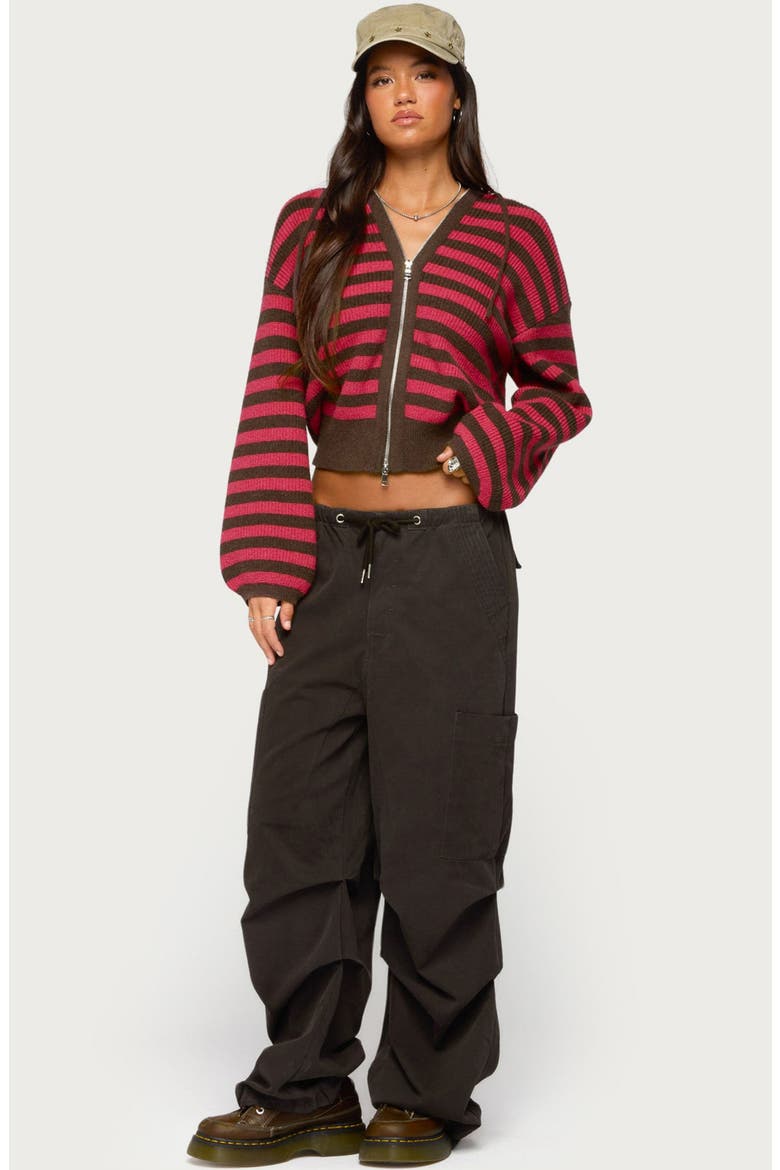 Cluny Striped Knit Zip Hoodie, Alternate, color, RED-AND-BROWN