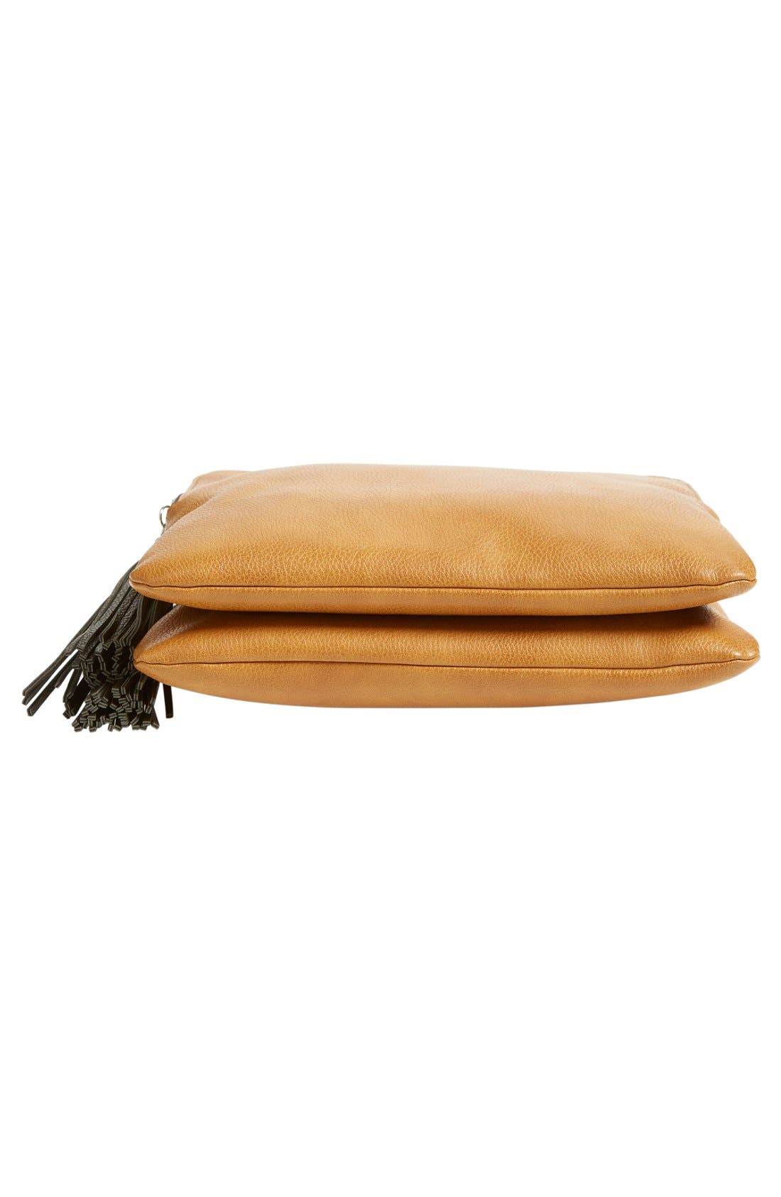 'Flat Pack' Tassel Faux Leather Crossbody Bag, Alternate, color, TAN DALE