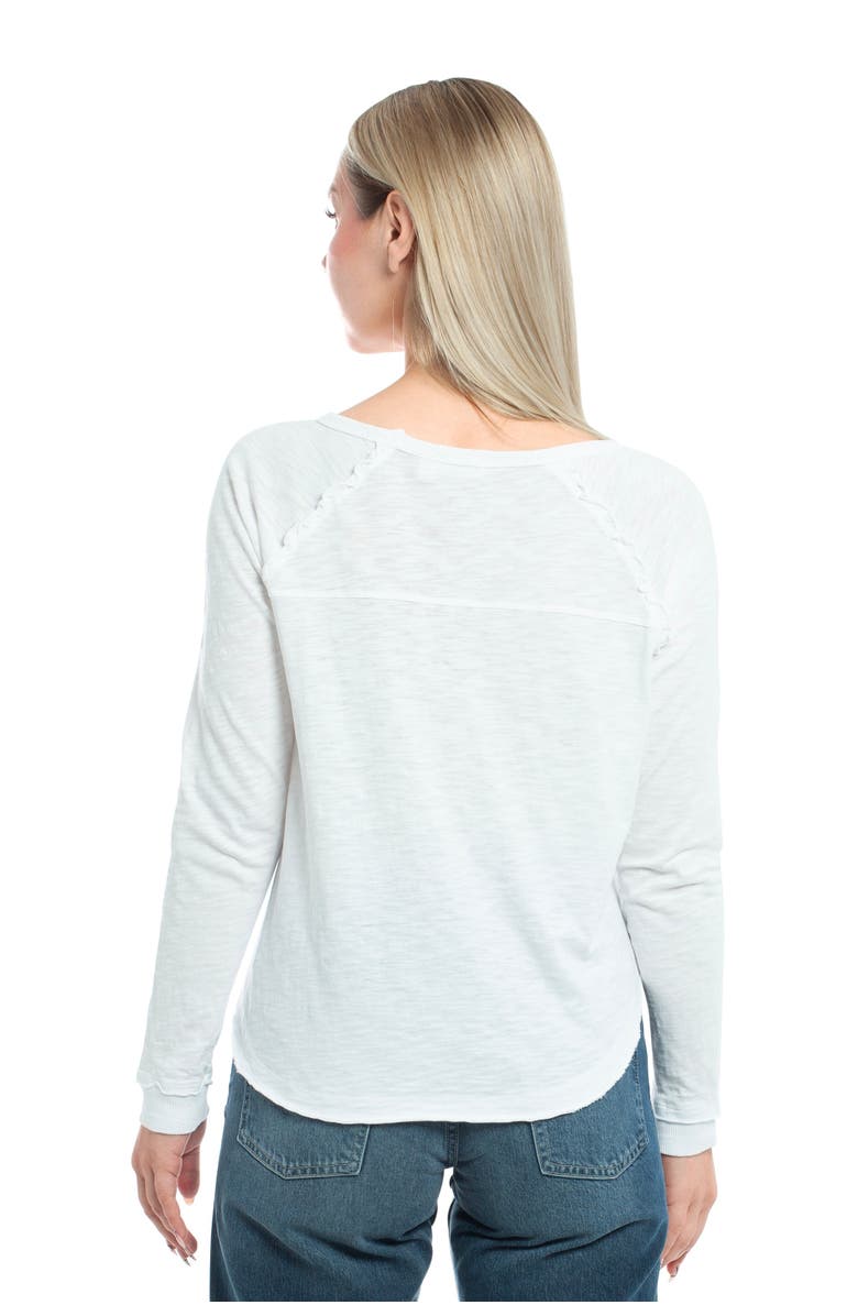 WILT Clothing Raglan Long Sleeve Tee with Ruffle Detail, Alternate, color, White