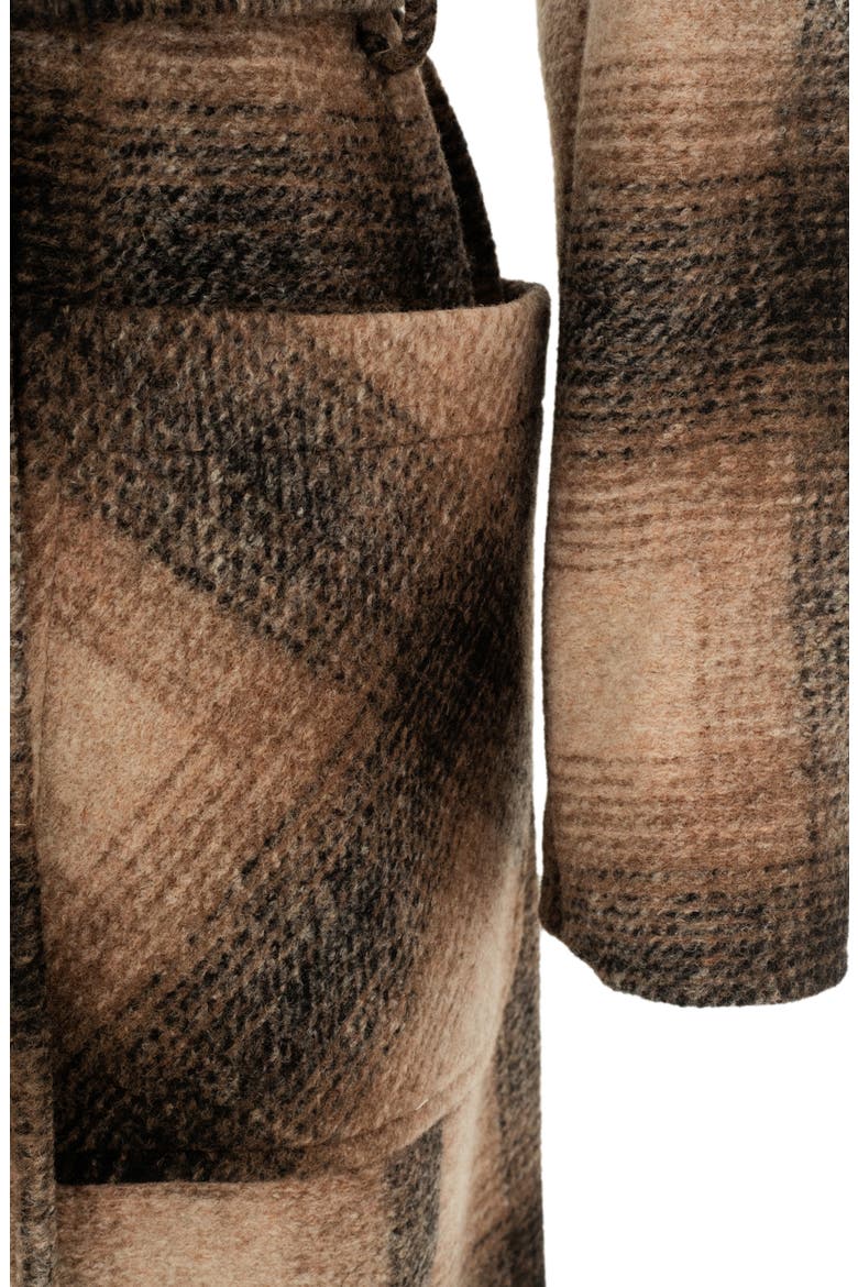 Aurora Plaid Wool Blend Wrap Coat, Alternate, color, BLACK/ MOCHA