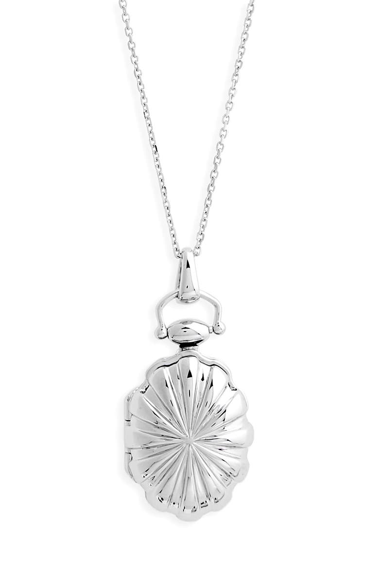 Petite Sunburst Locket Necklace, Main, color, STERLING SILVER