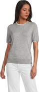 Lands' End Double Trim Cotton Crew Neck Tee Sweater