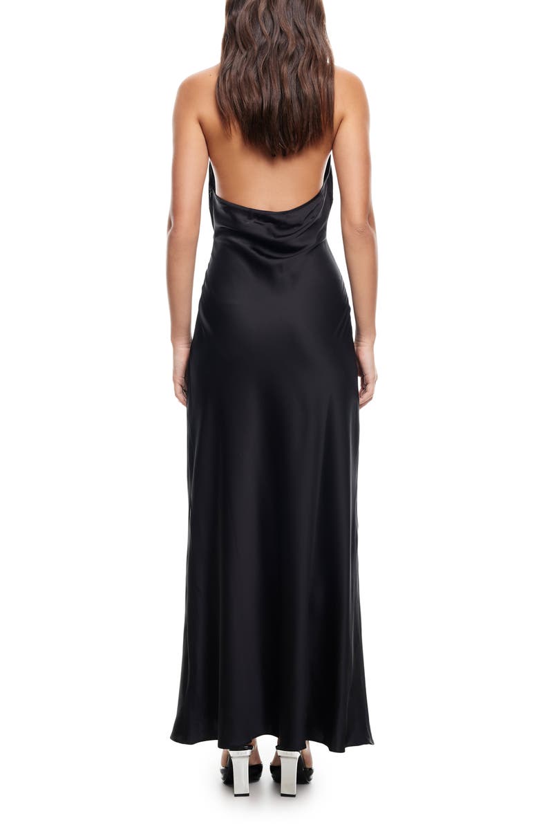 LIONESS Shoreline Plaid Lace Trim Halter Maxi Dress, Alternate, color, Ink