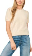CeCe Short Sleeve Pointelle Sweater