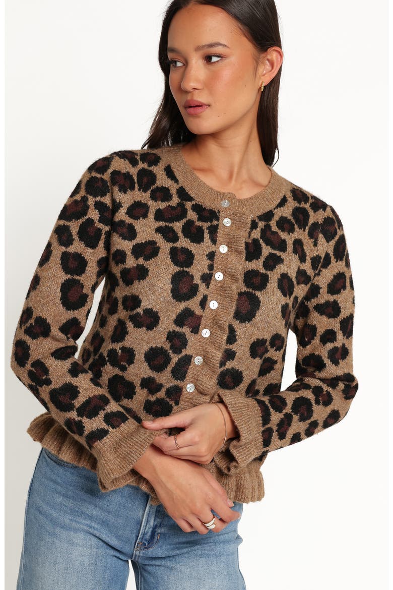 Asha Leopard Print Cardigan, Alternate, color, BROWN LEOPARD