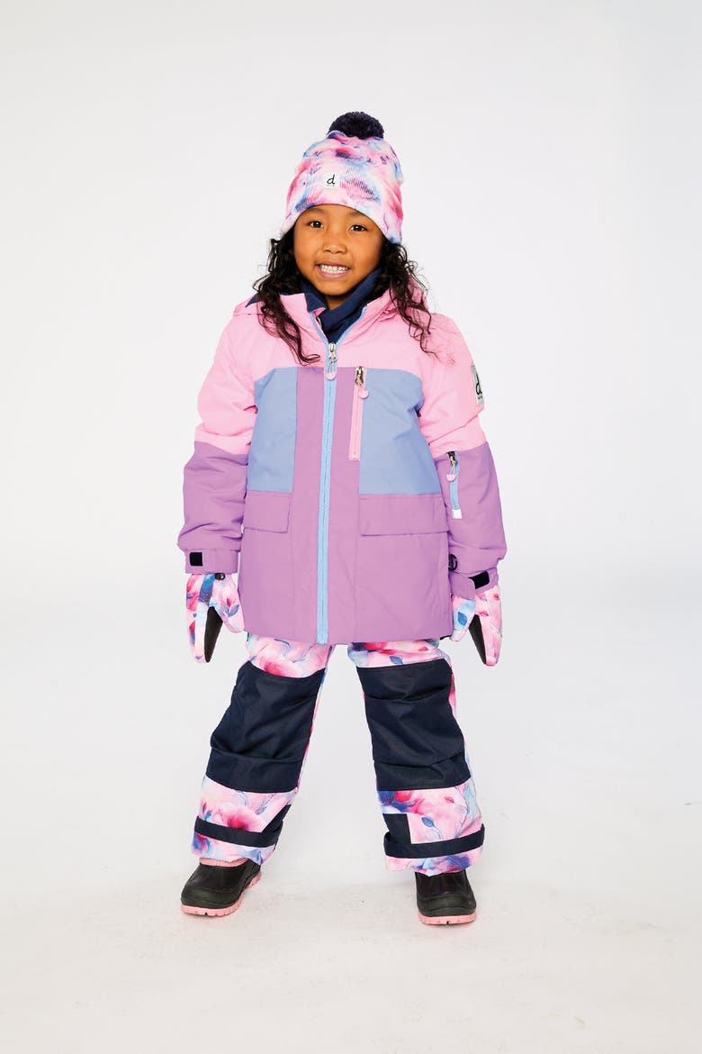 Play Colorblock Jacket & Floral Pants Two Piece Snowsuit, Alternate, color, Pink Watercolor Floral Print