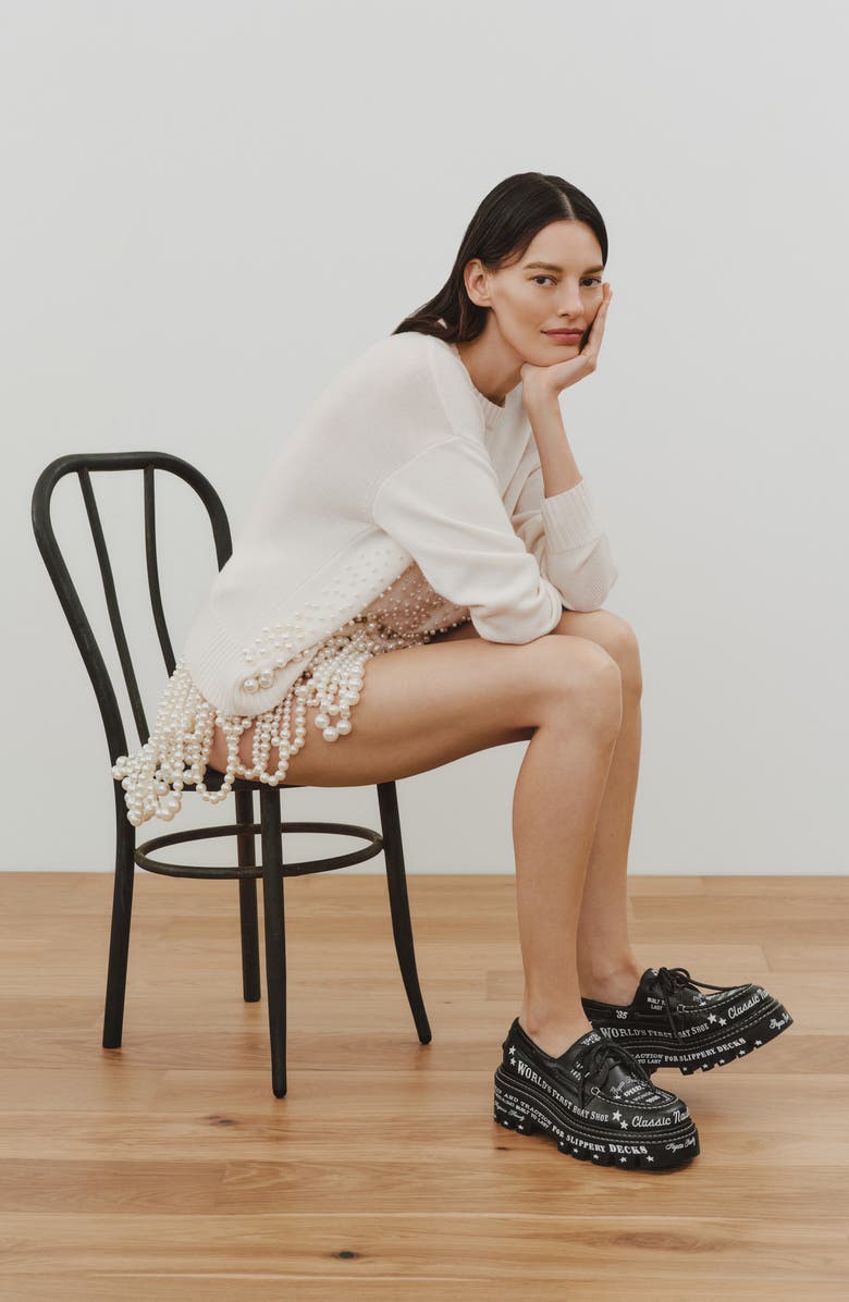 Sperry x MONSE Authentic Original 2-Eye Lug Boat Shoe, Alternate, color, Black Graphic