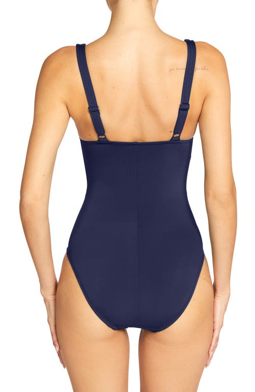 Robin Piccone Ava Knit One-piece Swimsuit In Navy