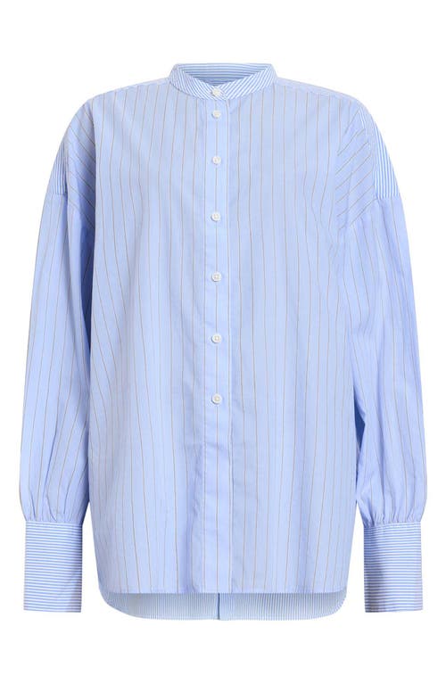 Allsaints Ana Stripe Cotton Button-up Shirt In Pastel Blue