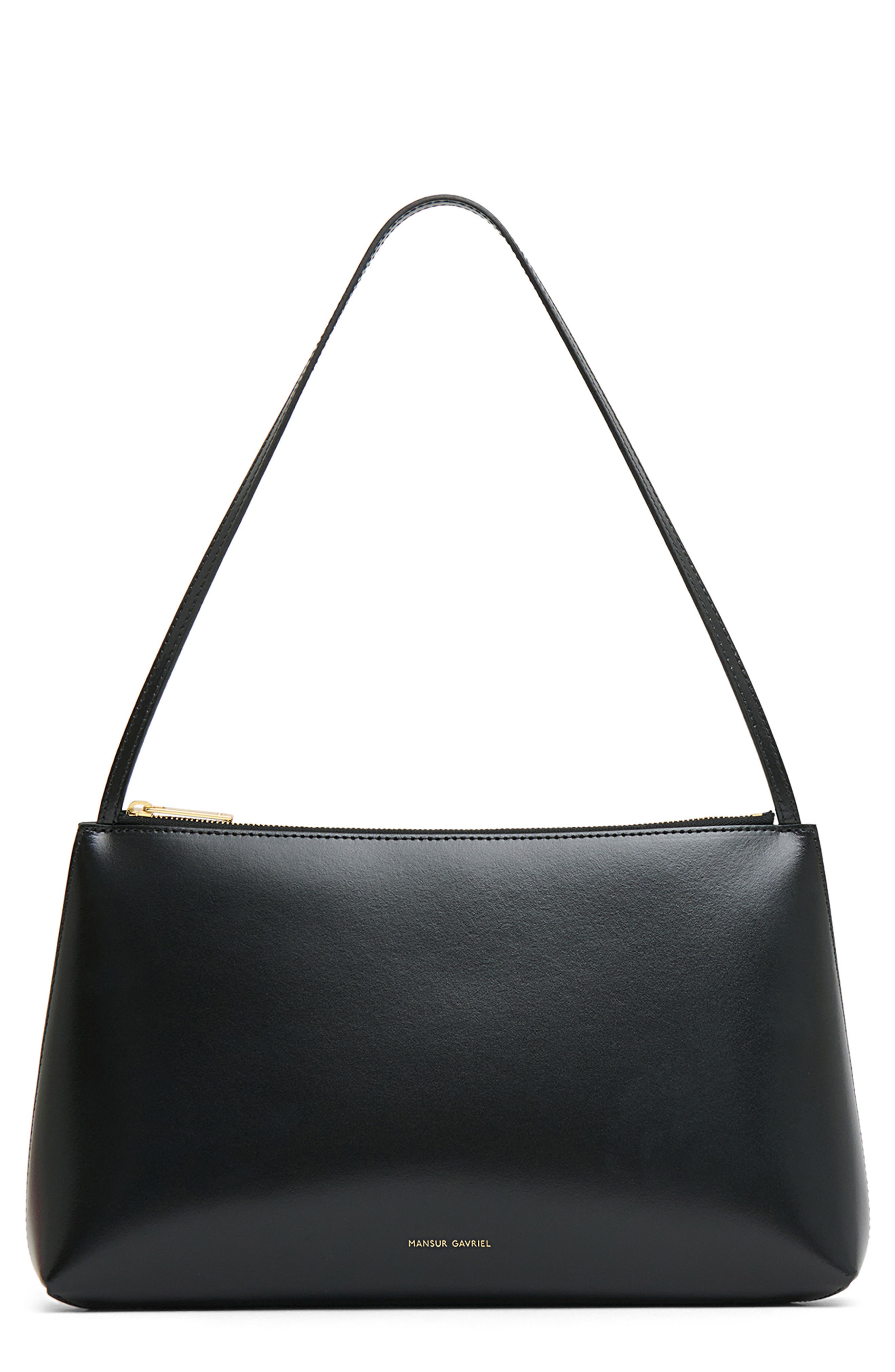 Mansur Gavriel Large Gaia Leather Shoulder Bag, Main, color, Black/ Flamma