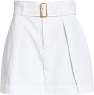 Vince Belted Stretch Cotton & Linen Twill Shorts