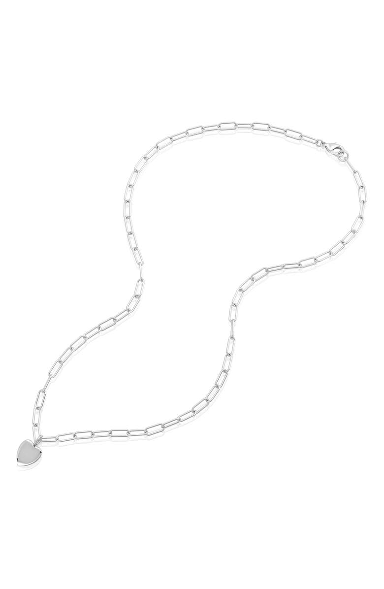 Adornia Paperclip Heart Pendant Necklace, Alternate, color, Silver