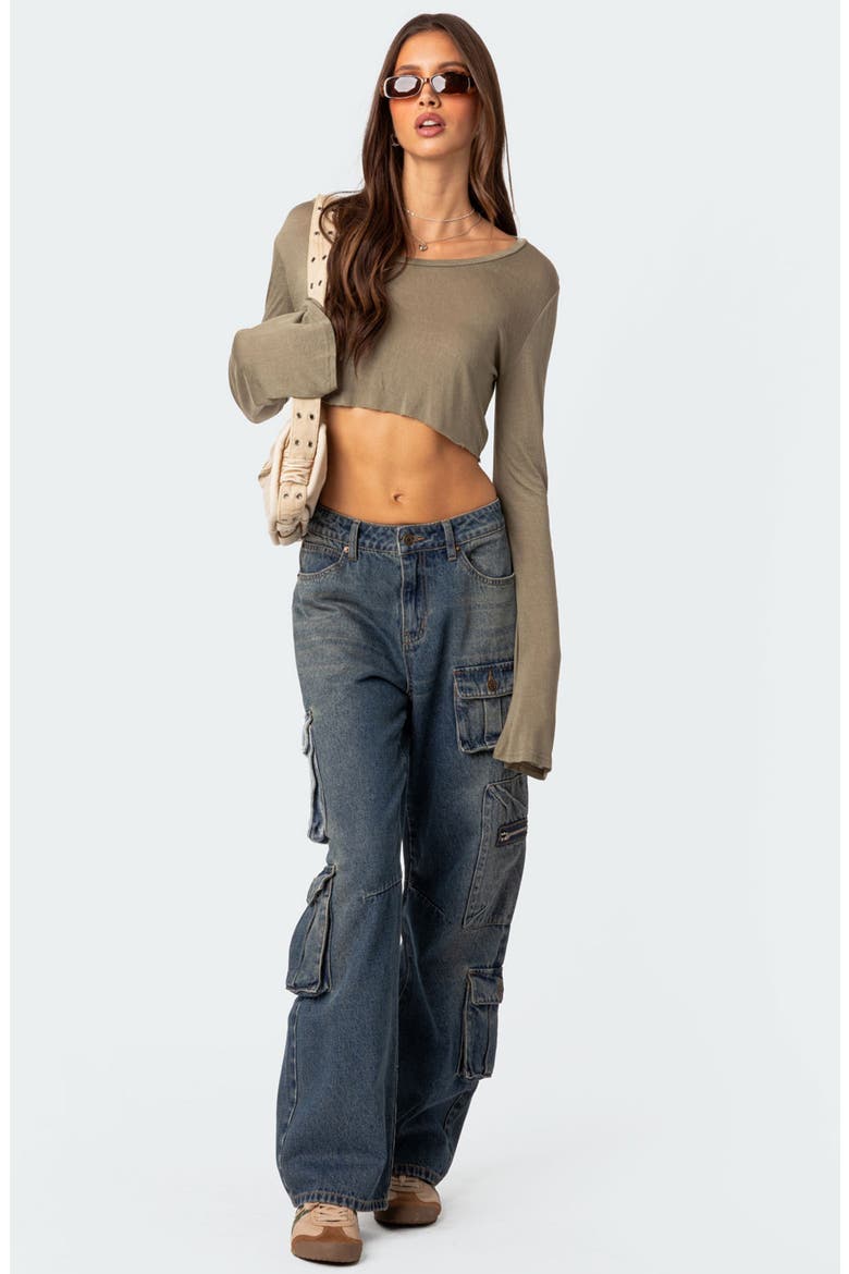 Baggy Boyfriend Cargo Jeans, Alternate, color, BLUE-WASHED