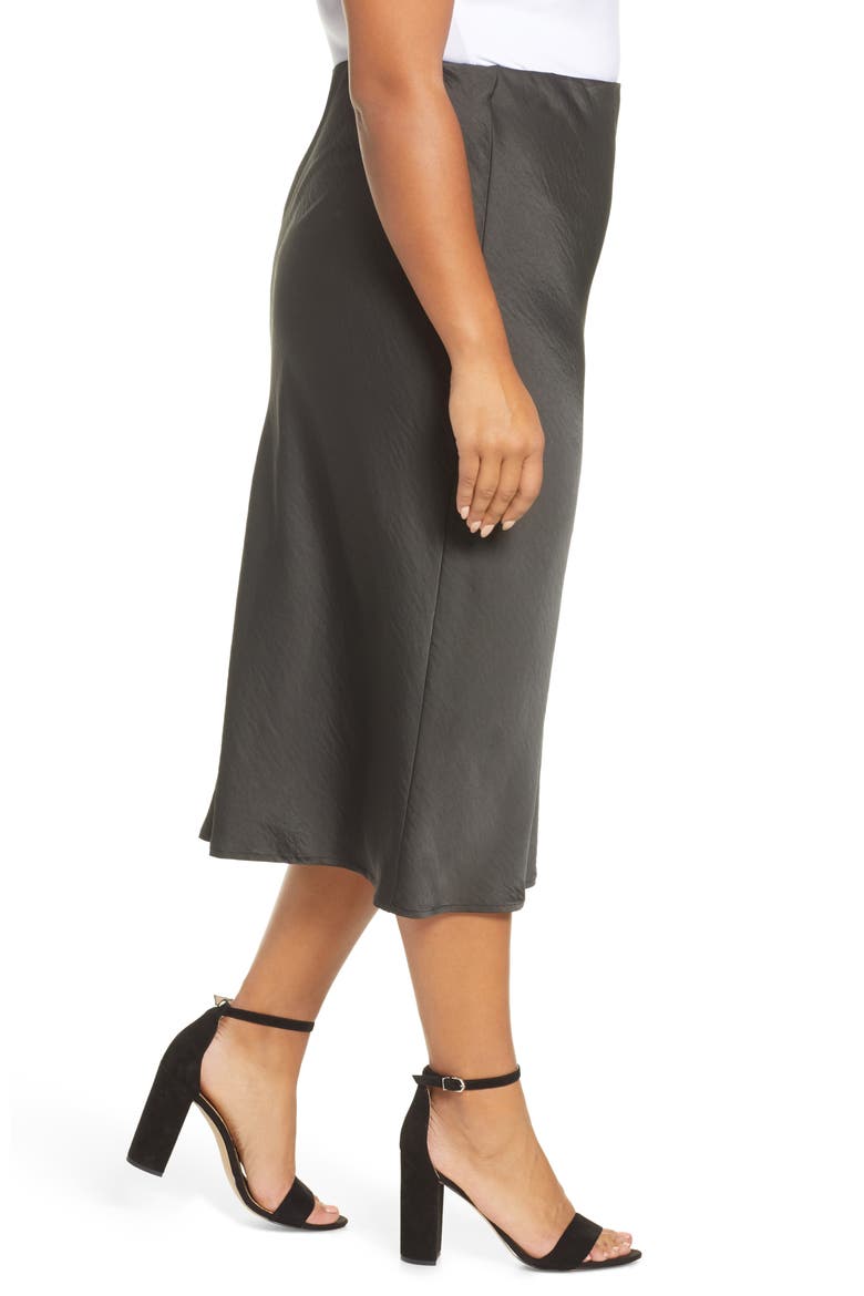 Lyndon Satin Bias Skirt, Alternate, color, BLACK
