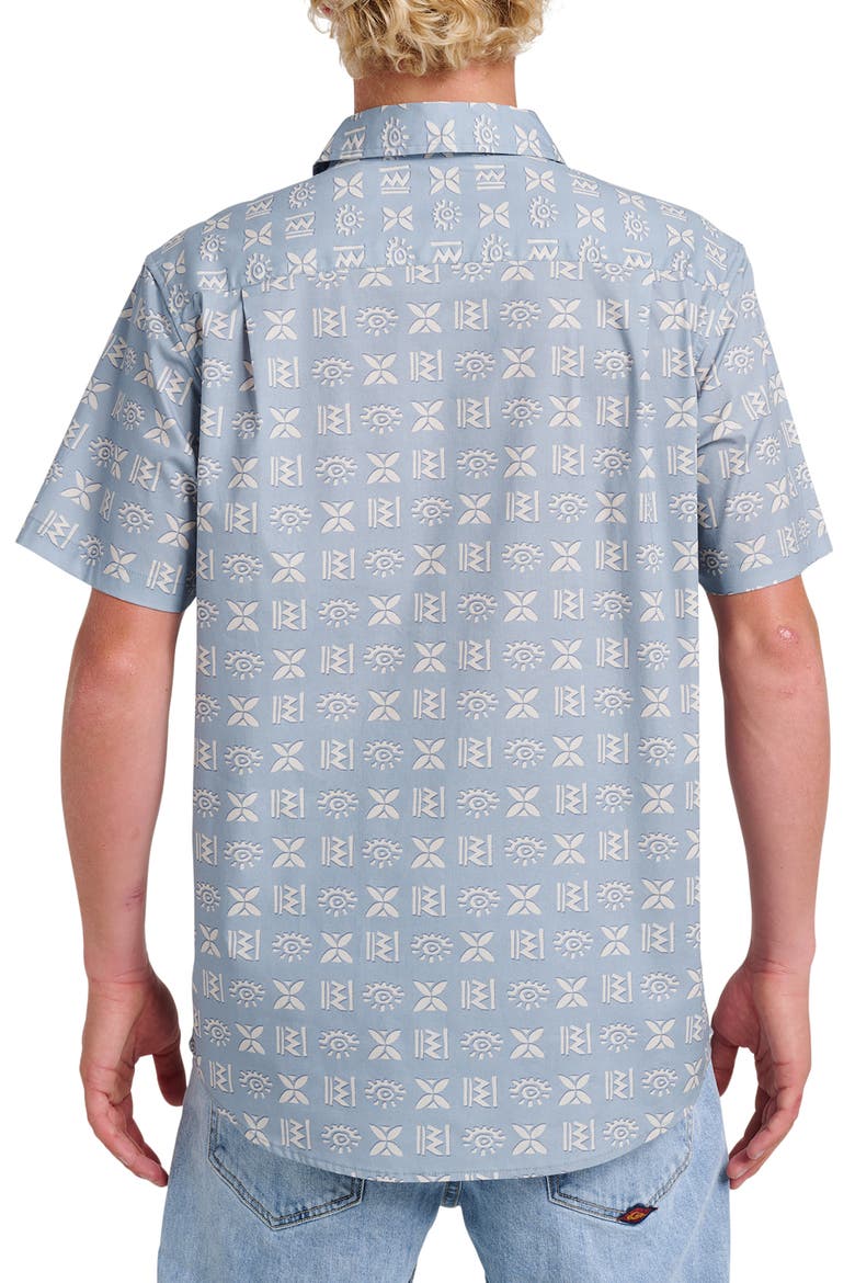 Stone Etch Classic Fit Short Sleeve Stretch Cotton Button-Up Shirt, Alternate, color, ASHLEY BLUE