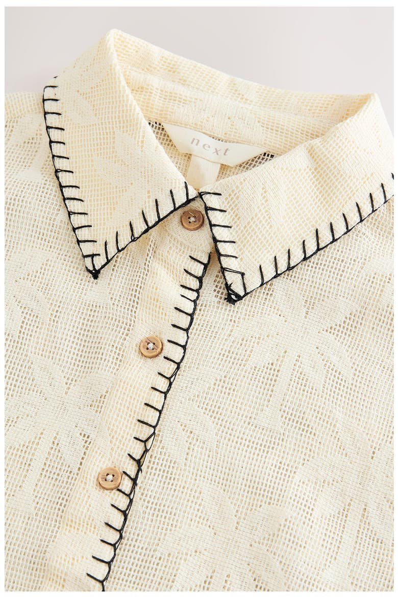 Palm Jacquard Mesh Button-Up Shirt, Alternate, color, NEUTRAL