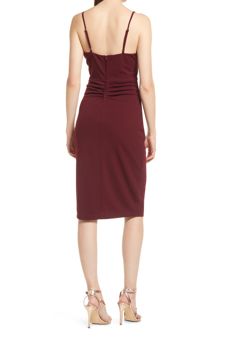 Side Ruched Sleeveless Dress, Alternate, color, WINE