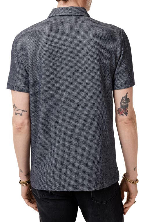 John Varvatos Meira Regular Fit Bird's Eye Zip Polo In Blue Smoke