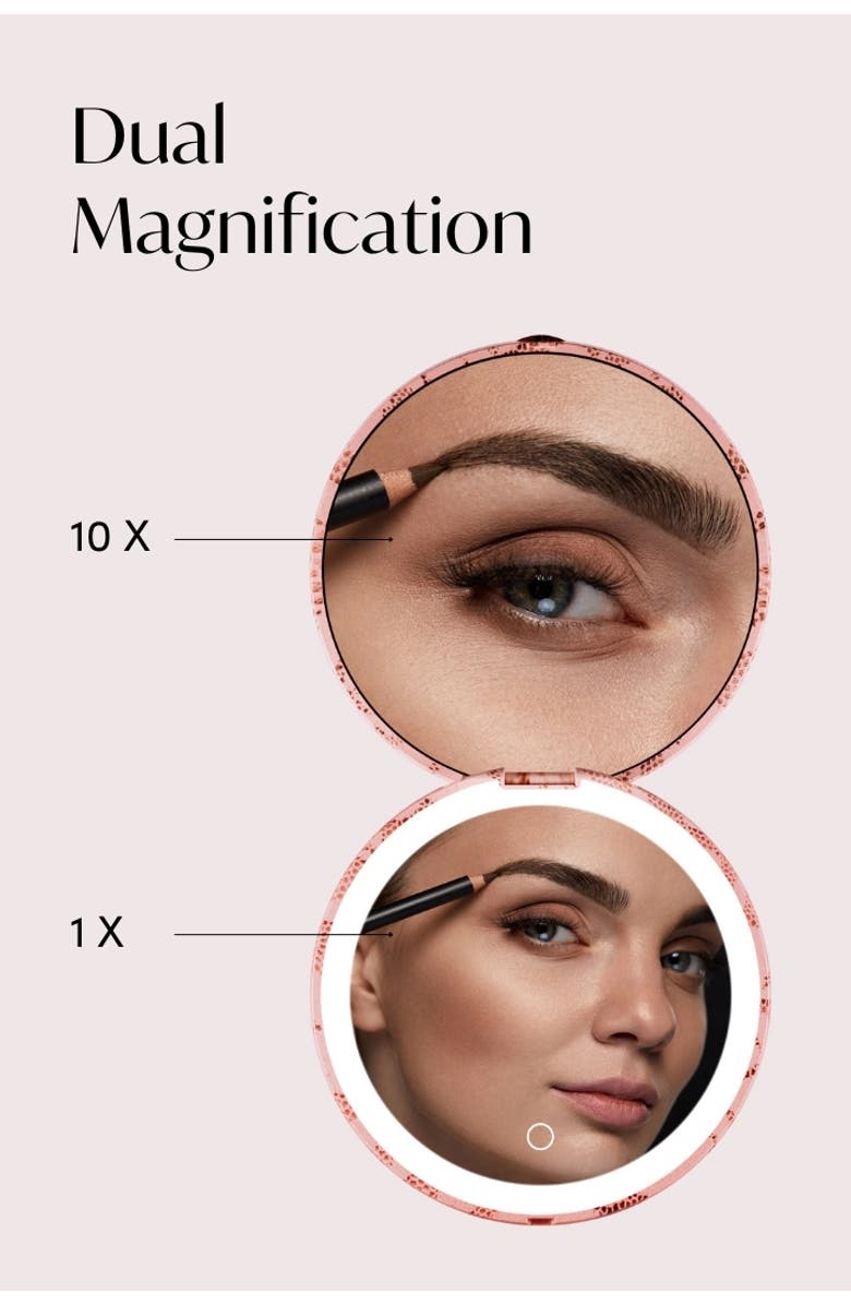 FANCII Mini Taylor LED Compact Mirror, Alternate, color, Mocha Lace