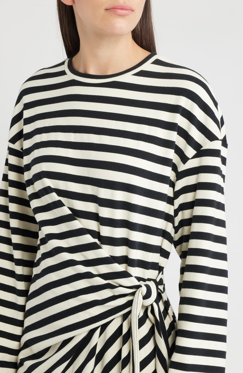 FRNCH Fenouil Directional Stripe Long Sleeve Dress, Alternate, color, Noir