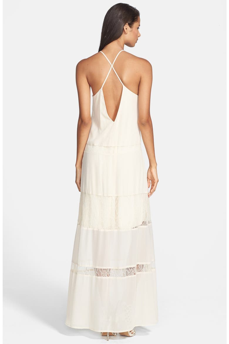 ASTR Lace Inset Maxi Dress, Alternate, color, CREAM