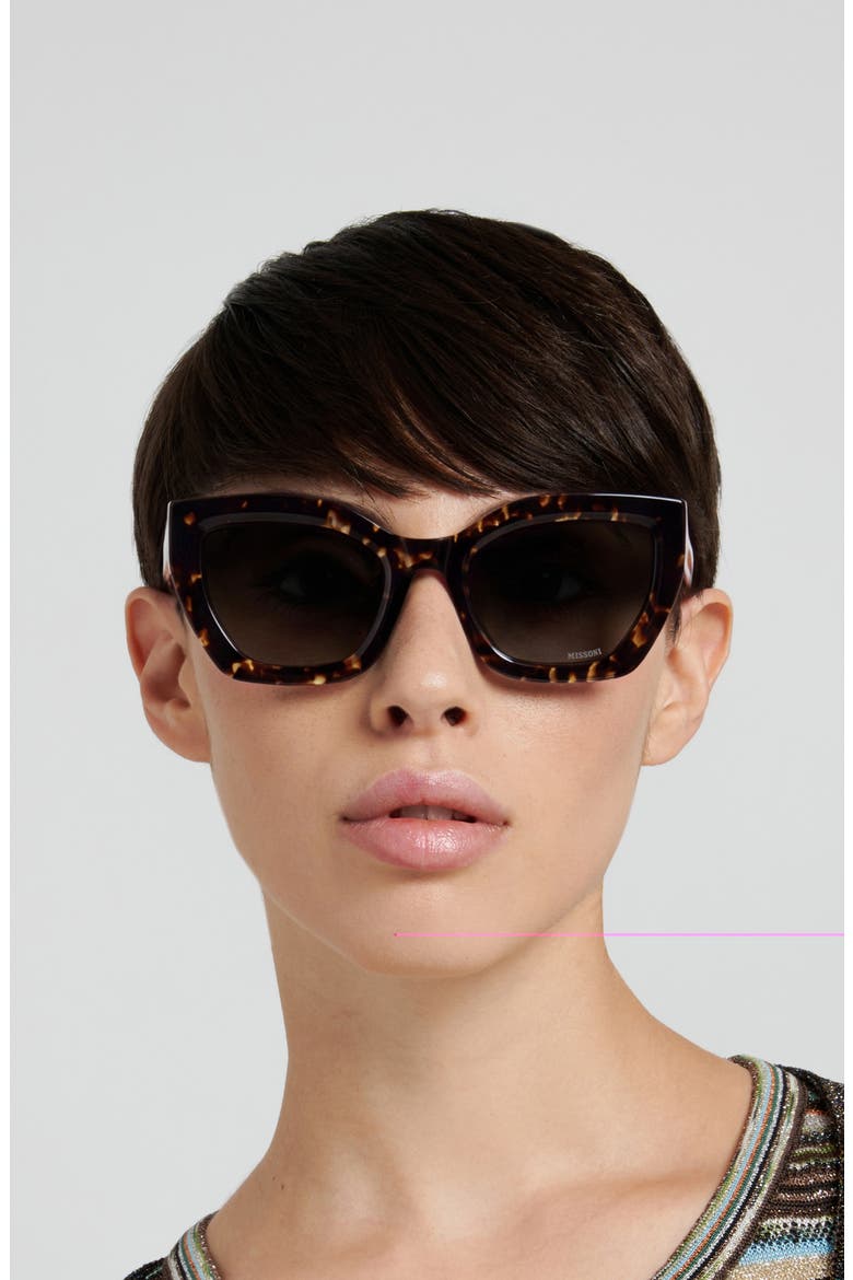 53mm Gradient Rectangular Sunglasses, Alternate, color, HAVANA BLACK/ DARK GREY SF