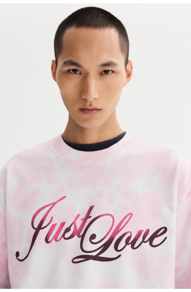 H&M Oversized heat reactive printed t-shirt, Alternate, color, Pink/Just Love