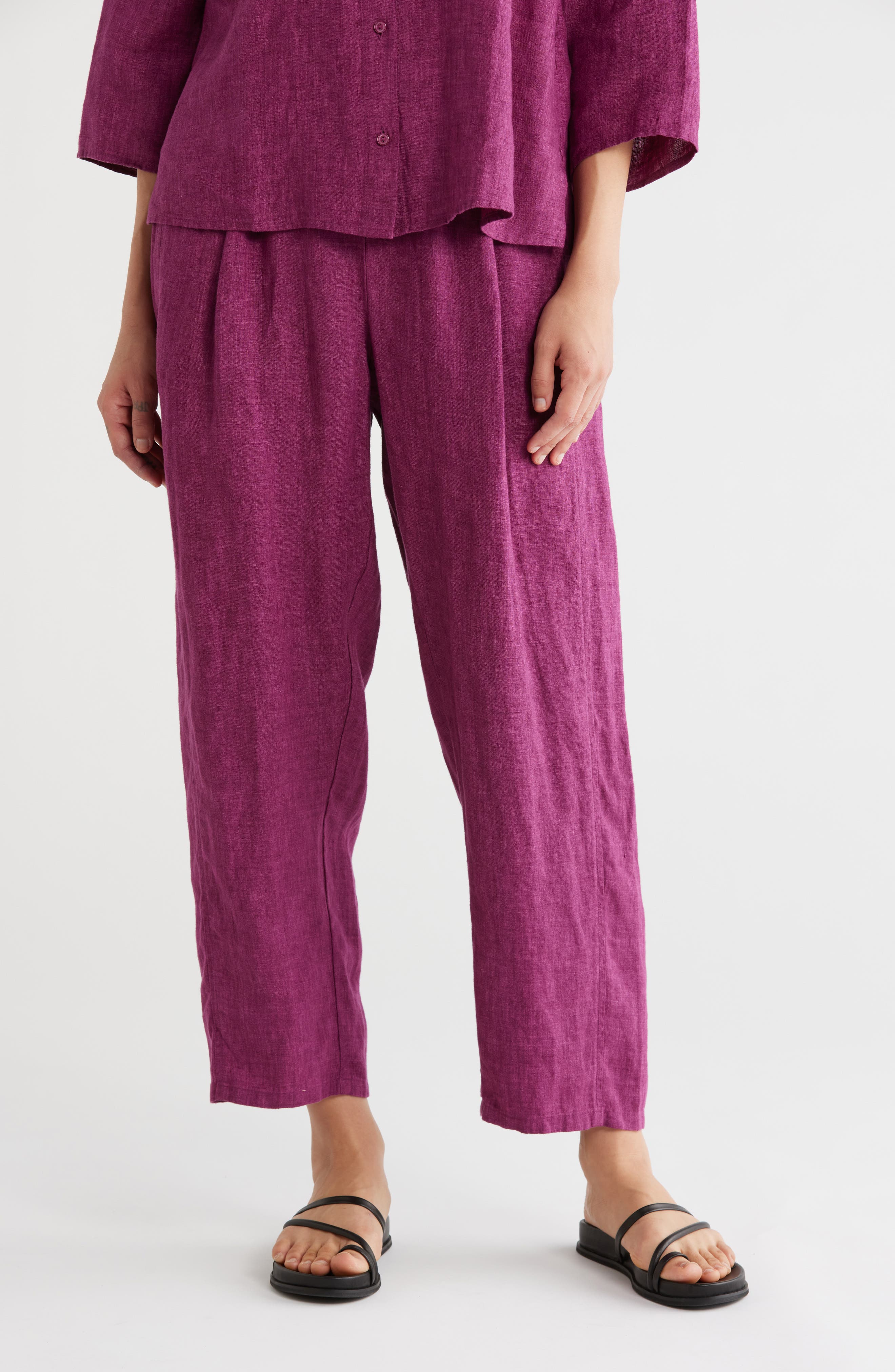 Organic Linen Cropped Lantern Pants