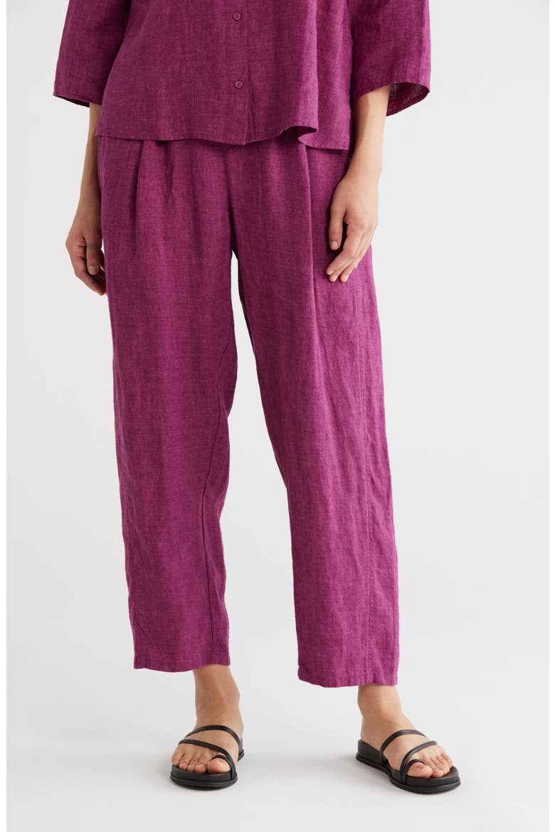 Organic Linen Cropped Lantern Pants, Main, color, RASPBERRY