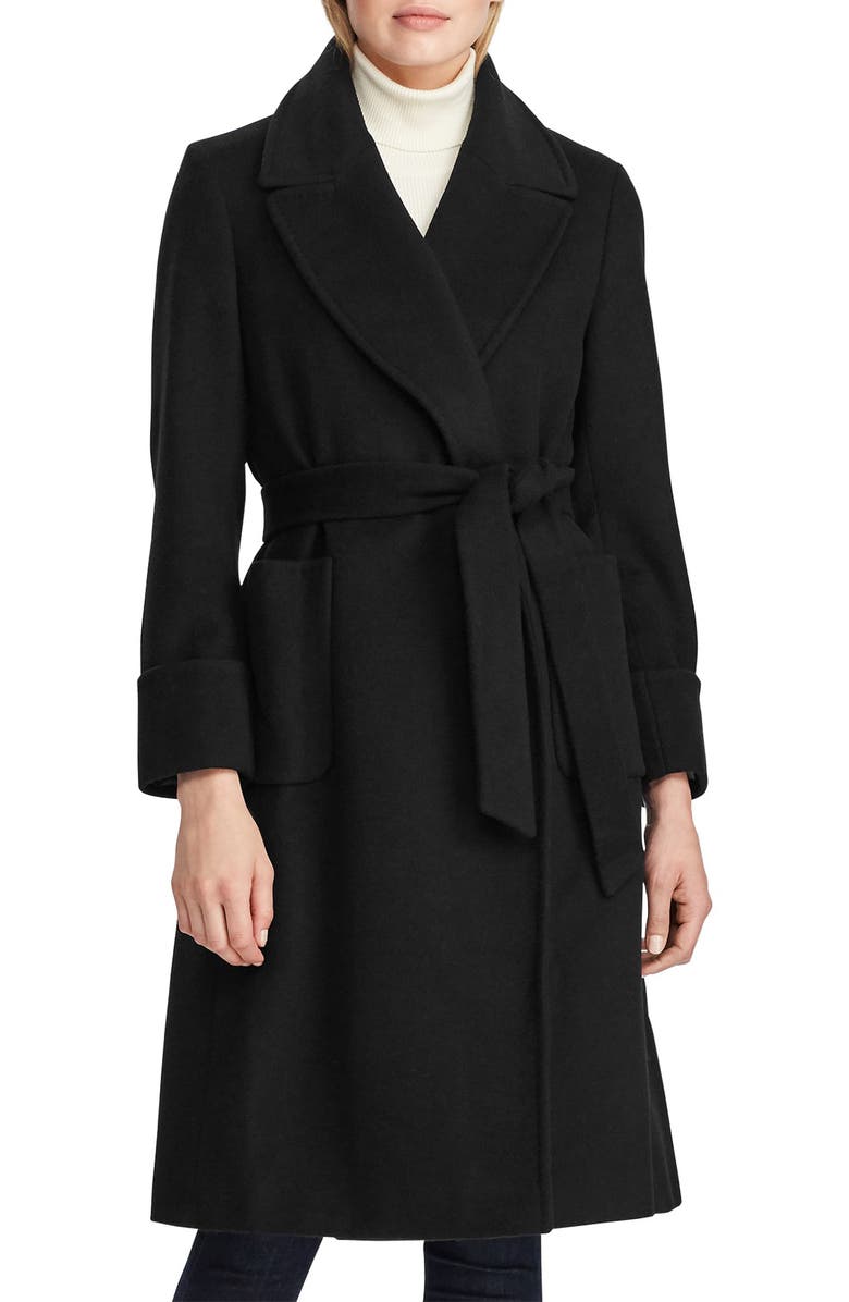 Lauren Ralph Lauren Wool Blend Wrap Coat, Main, color, 