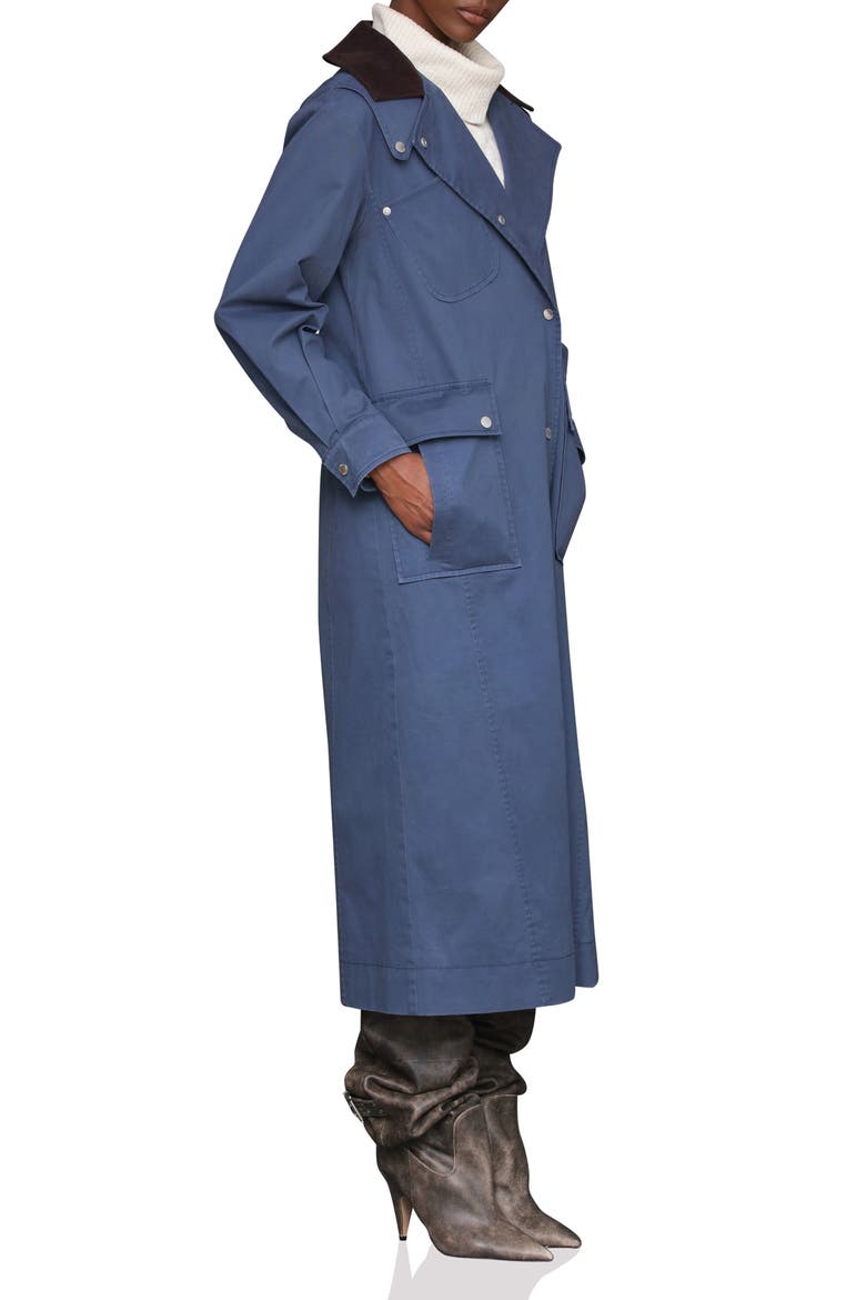 Asymmetric Stretch Cotton Long Coat, Alternate, color, MIDNIGHT