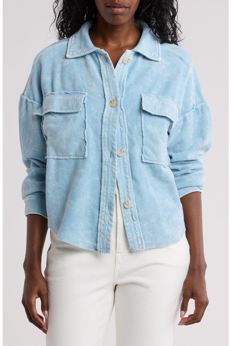 Washed Patchwork Shacket, Main, color, DENIM