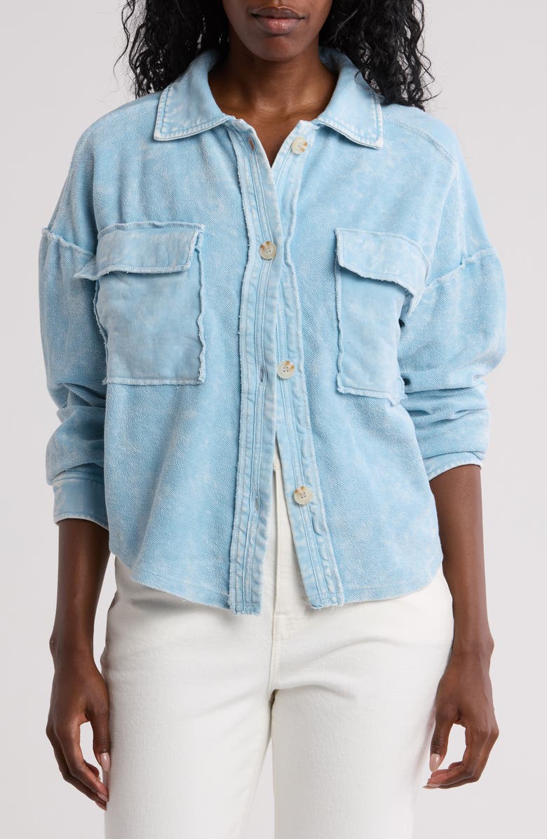 Blu Pepper Washed Patchwork Shacket, Main, color, Denim