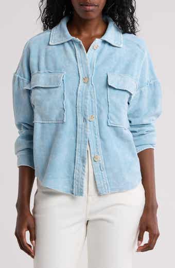 Blu Pepper Washed Patchwork Shacket