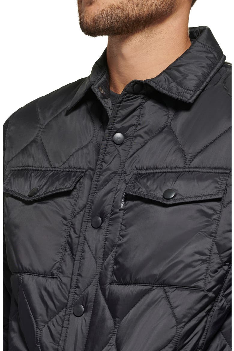 Water Resistant Quilted Shirt Jacket, Alternate, color, BLACK
