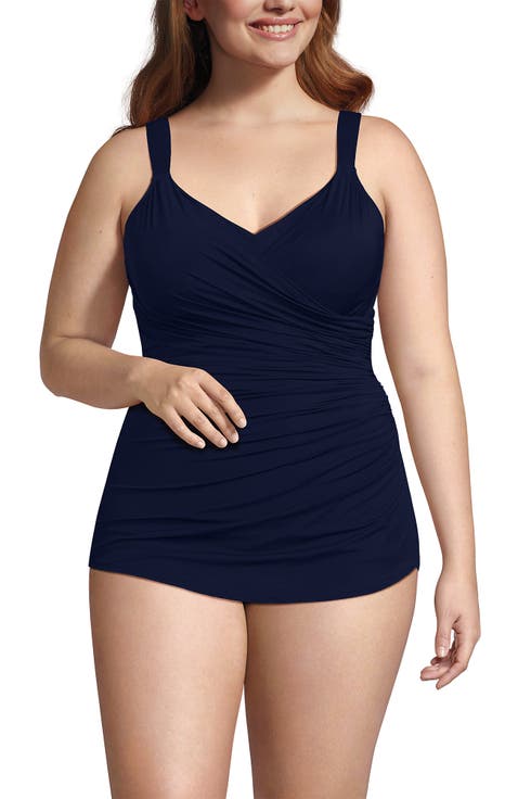 Plus Size SlenderSuit V-Neck Skirted Low Leg One Piece