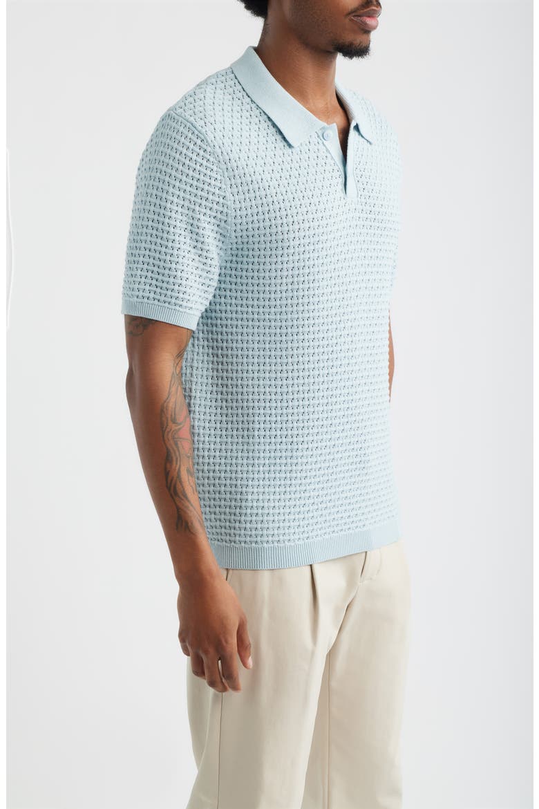 Texture Knit Polo Top, Alternate, color, BLUE WINTER