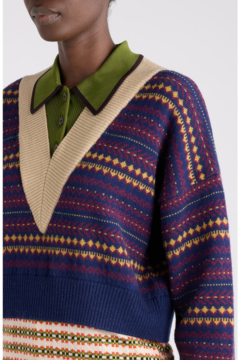 Toinette Wool Blend V-Neck Sweater, Alternate, color, NAVY
