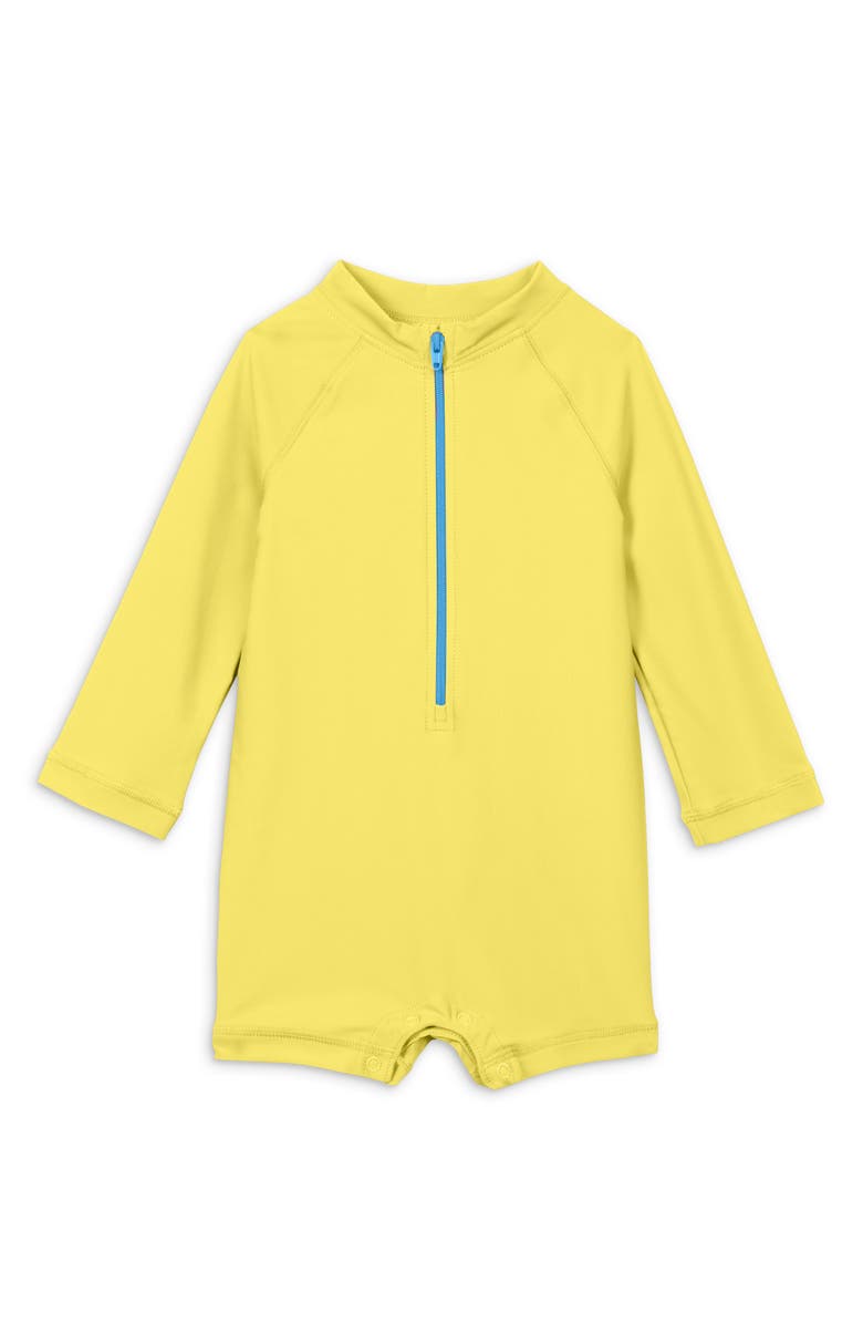 Primary Long Sleeve One-Piece Rashguard Swimsuit, Main, color, Banana