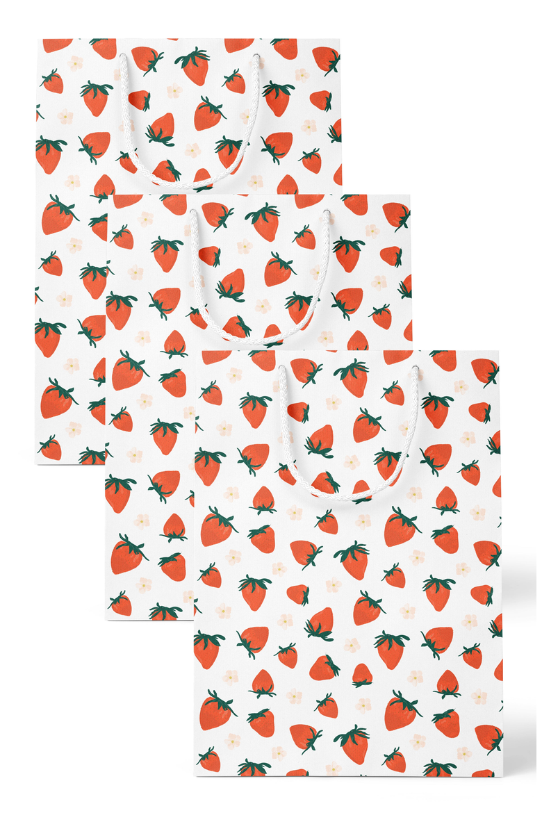Strawberries Gift Bag Set of 3, Main, color, Red / White