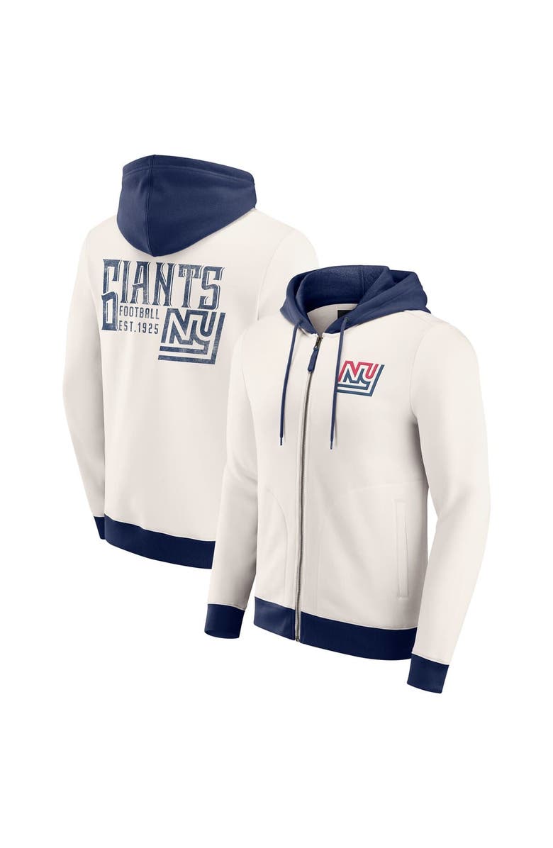 Darius Rucker Collection by Fanatics Men's Darius Rucker Collection by Fanatics Cream New York Giants Distressed Graphics Full-Zip Hoodie, Main, color, Cream